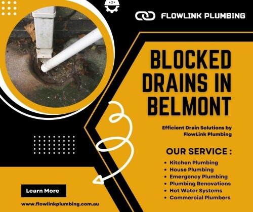 "For effective solutions to blocked drains in Belmont, turn to FlowLink Plumbing. Explore our comprehensive drain services at https://flowlinkplumbing.com.au/