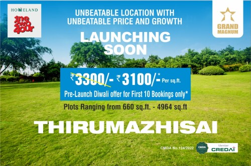 Looking for a place to build your dream home? Look no further! These Plots in Thirumazhisai are just what you've been searching for. 

Visit us: https://grandmagnum.in/